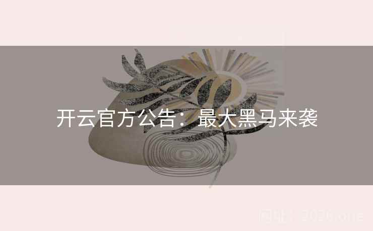 开云官方公告：最大黑马来袭